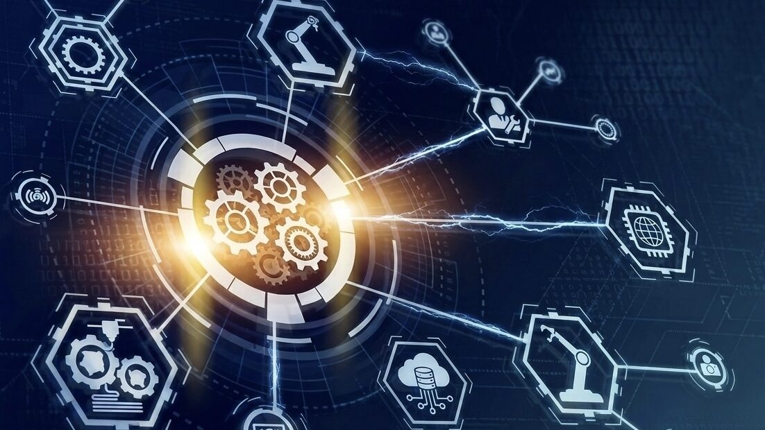 工場でIoTを導入して稼働しているイメージ