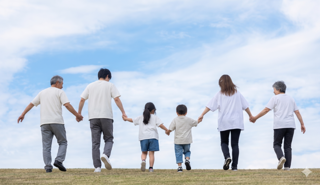 老後も健康で幸せに暮らす家族